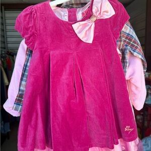 Betsey Johnson toddler girls pink velvet dress with Bow 2T